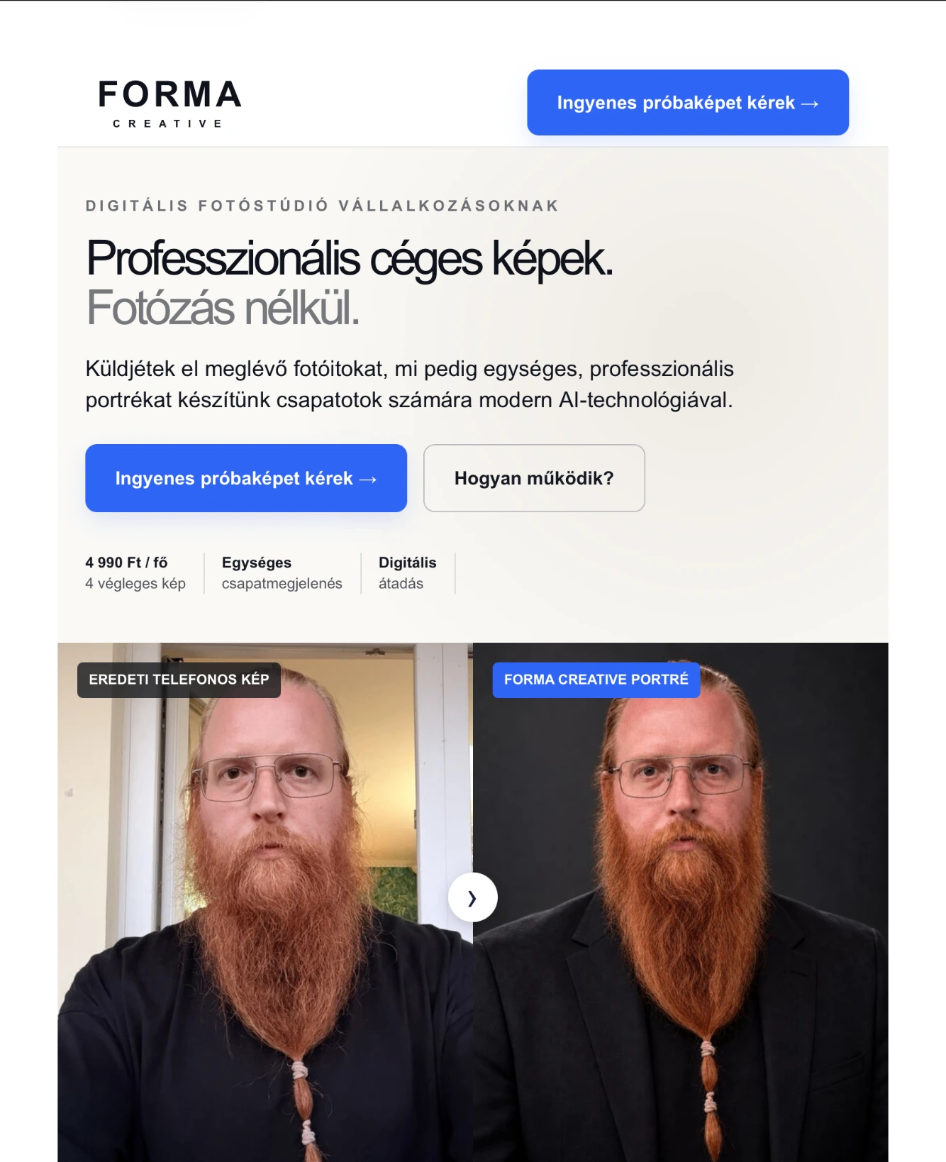 FORMA Digitális Fotóstúdió — Előtte / utána — korábbi változat